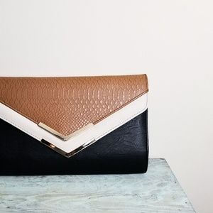 Aldo Color Block Clutch with Gold Strap